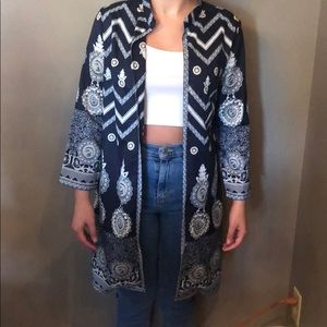 Navy & White cardigan/trench